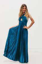 Vestido Lívia Azul Petróleo