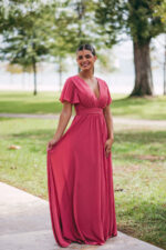 Vestido Rânia Rosa Escuro